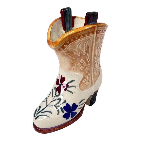 Vintage 1940's Occupied Japan Porcelain COWBOY BOOT 4" Mini Vase Western Decor - Picture 5 of 8